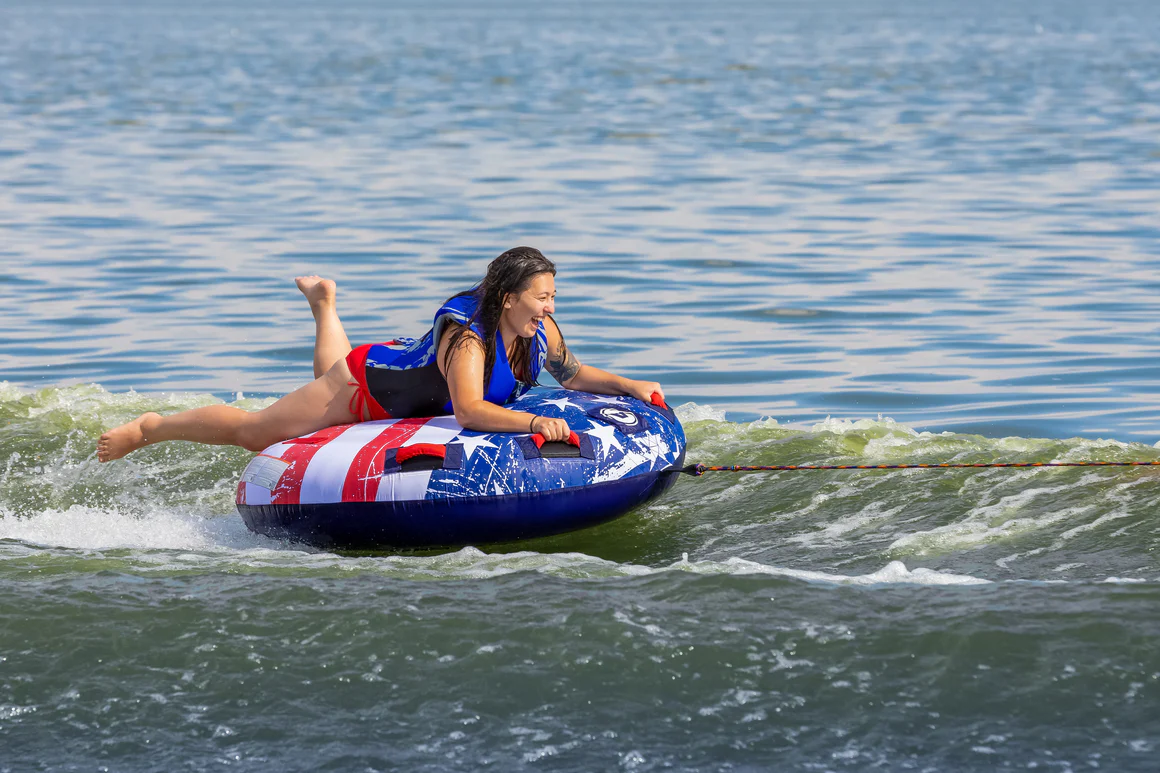 Airhead Sportstuff Stars n Stripes Towable Tube Kit 57" With Pump and Rope - 18-5220
