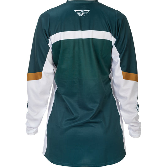 Fly Racing Women's F-16 Jersey - Teal, White with Gold