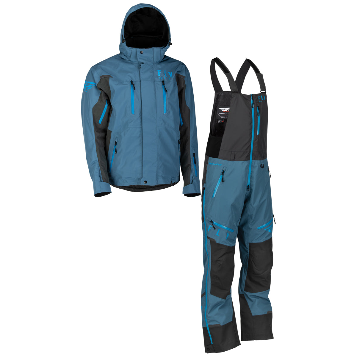 Fly Racing Incline Snow Jacket/Bib Combo - Blue/Grey - Small Jacket/Bib