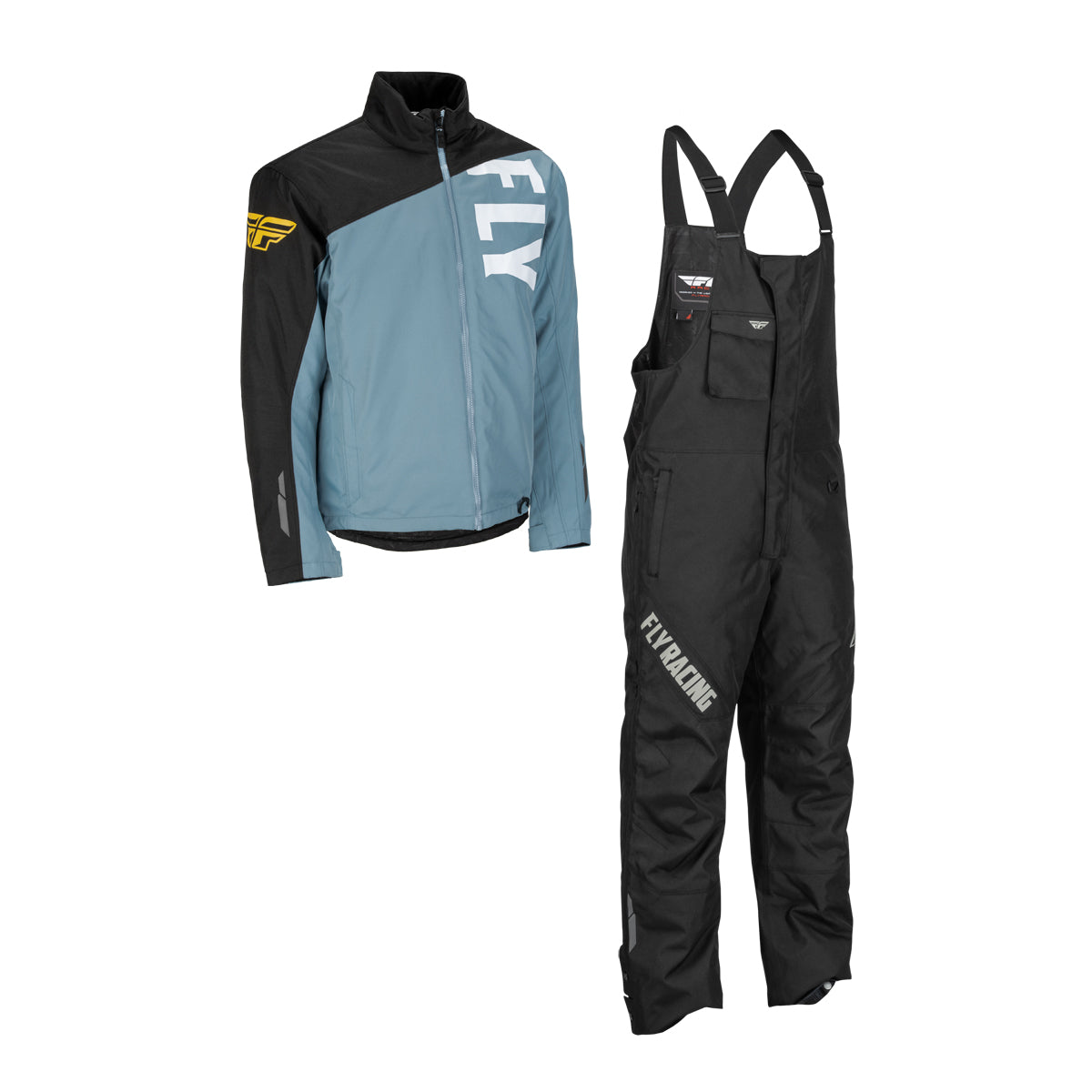 Fly Racing Aurora Snow Jacket/Bib Combo - Blue/Yellow/Black - Small