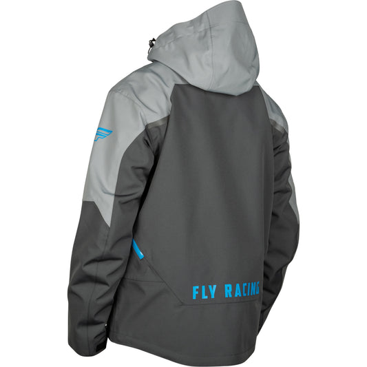 Fly Racing Carbon Snow Jacket Shell - Grey with Light Blue