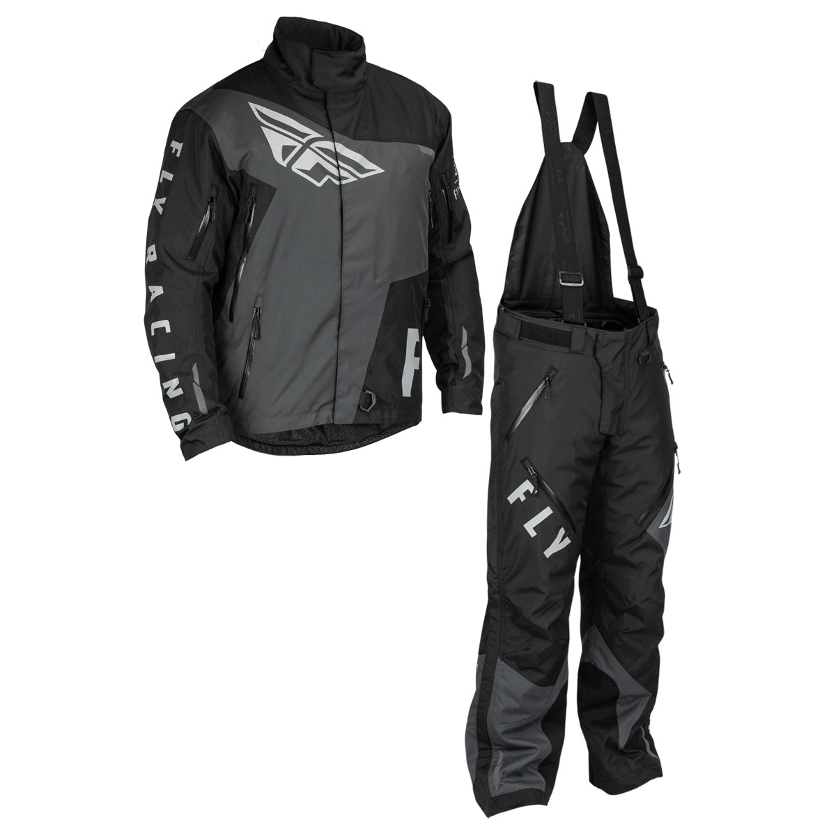 Fly Racing SNX Pro Snow Jacket/Bib Combo - Black/Grey - Medium