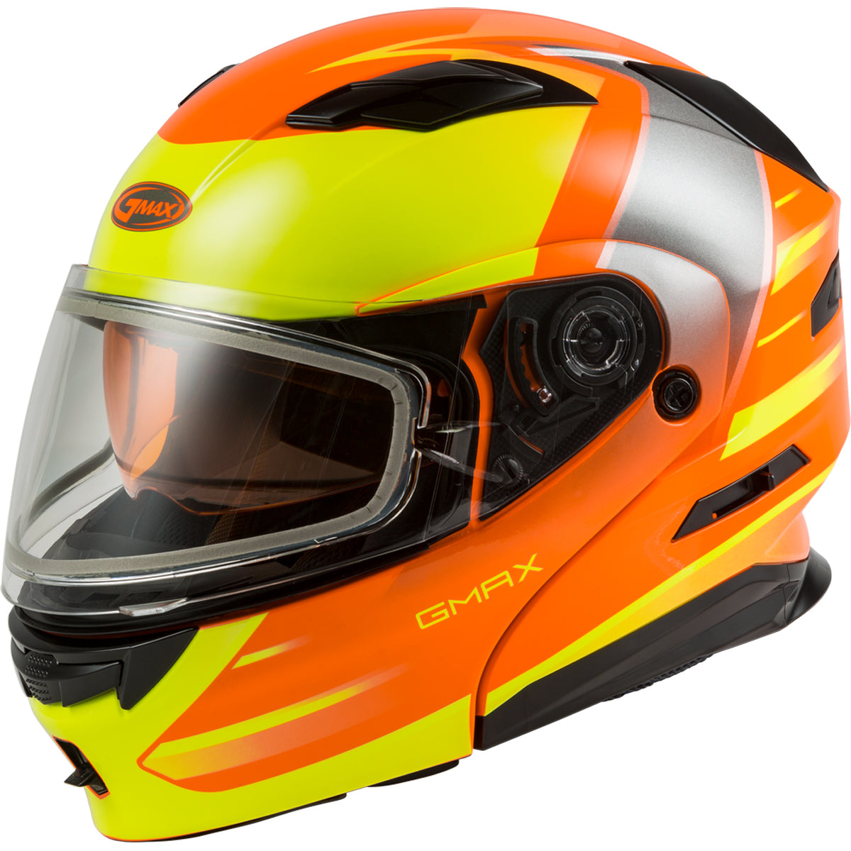 GMAX MD-01S Descendant Modular Dual Lens Shield Snow Helmet - Neon Orange / Hi-Vis - 72-6295