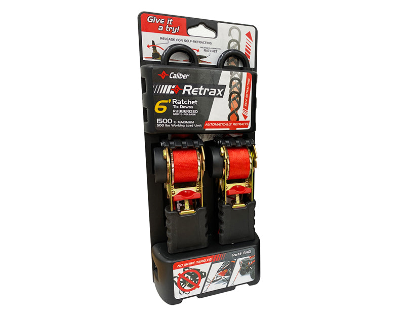 Caliber Retrax Retractable Straps - Red - 29-0010