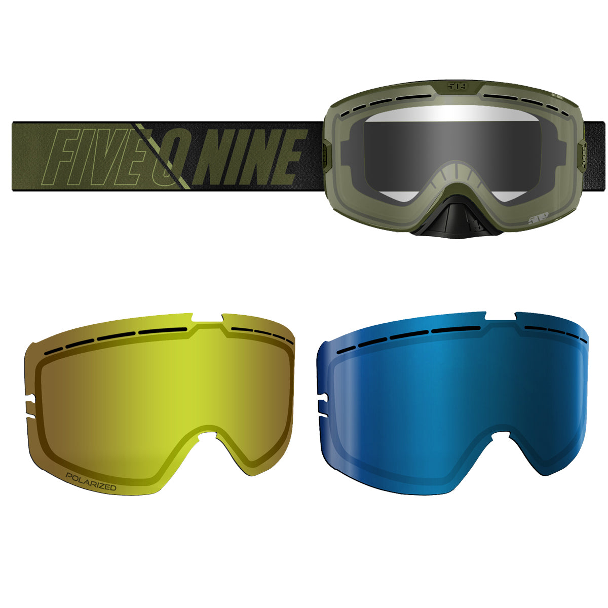 509 Kingpin Goggle Bundle - Green & Black Strap/Frame - F02001300-000-CL-PYL-SMS