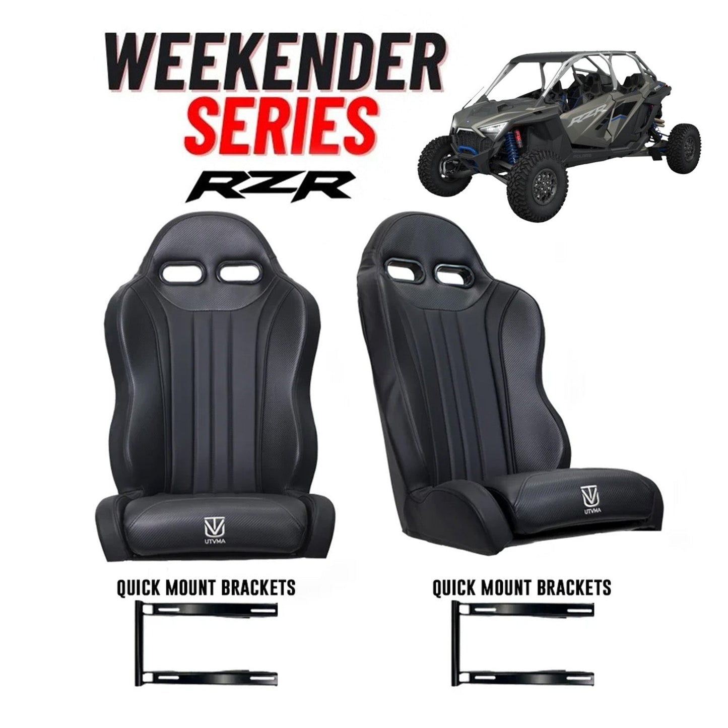 RZR PRO (Turbo R, Pro R, Pro) 2 and 4 Seater Suspension "Weekender" Series Pair of Front Bucket Seats W/ Quick Mount Bracket (2020-2025)