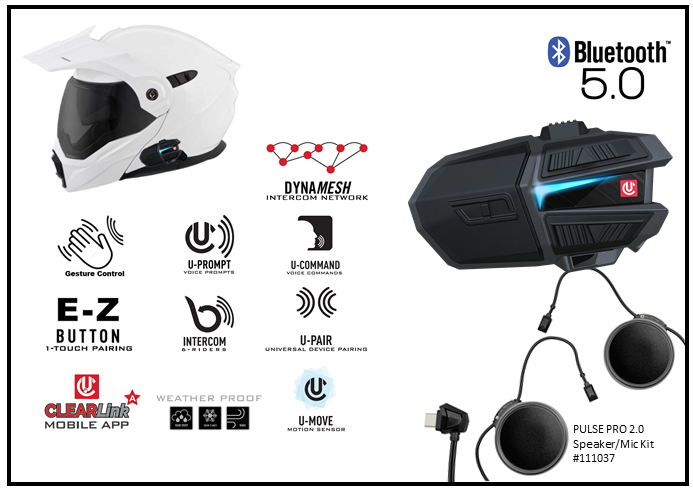 UClear Motion 6 Bluetooth Helmet Audio System - Single Kit