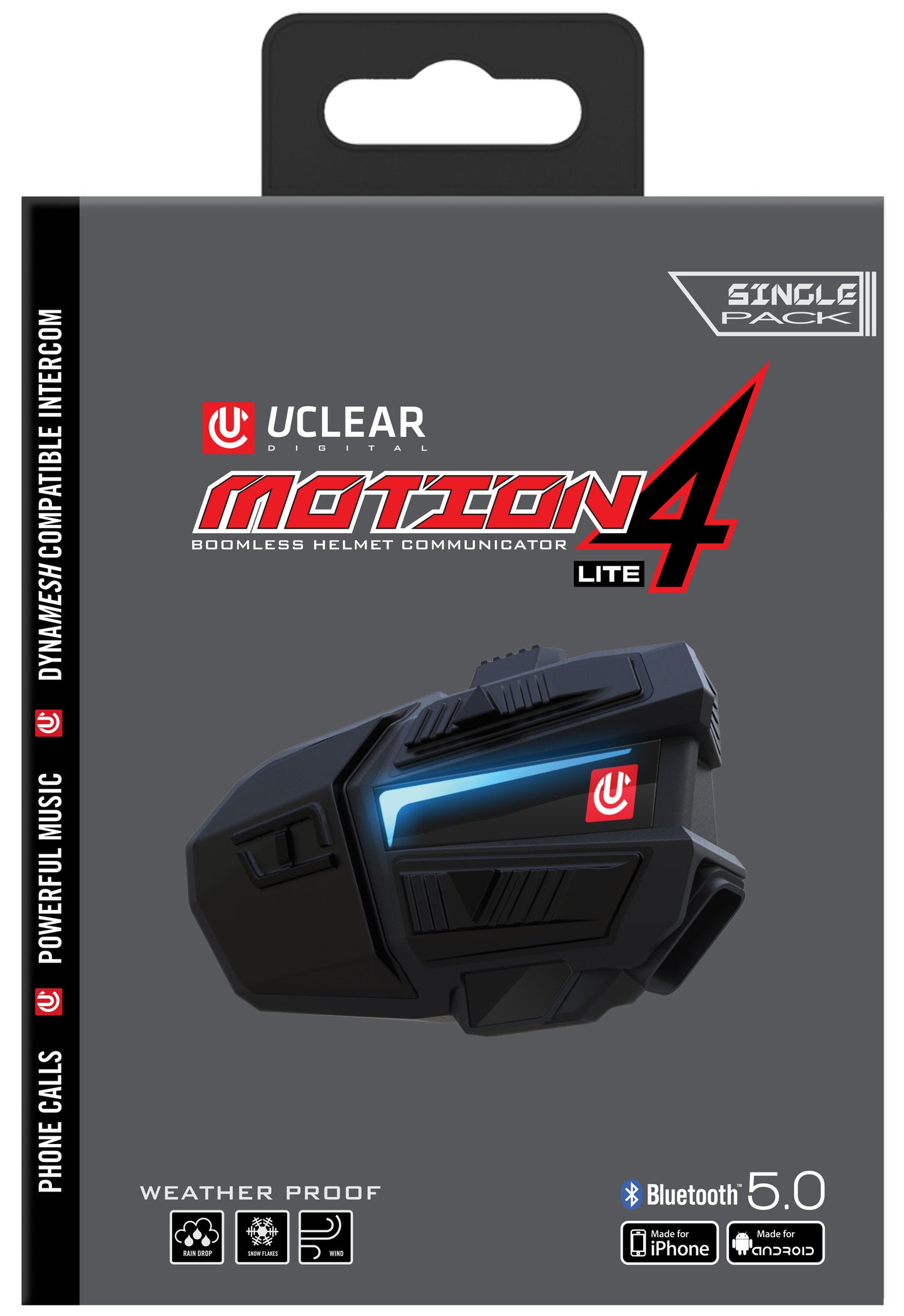 UClear Motion 4 Lite Bluetooth Helmet Audio System - Single Kit