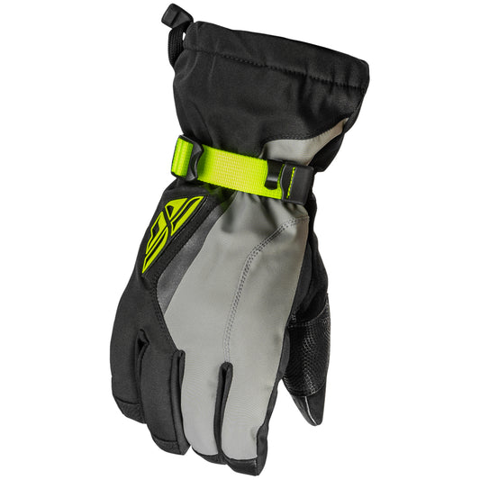 Fly Racing Title Gauntlet Snowmobile Gloves - Black / Grey / Hi-Vis - 371-0602