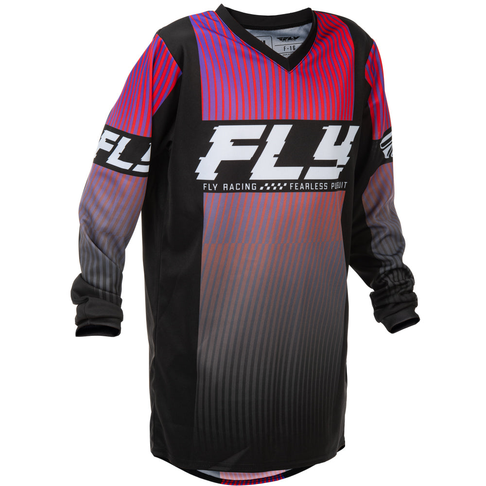 Fly Racing Youth F-16 Jersey - Black, Red with Purple