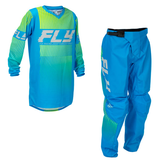 Fly Racing Youth F-16 Jersey & Pant Combo - Blue with Hi-Vis