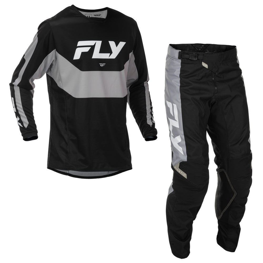 Fly Racing Kinetic Jersey & Pant Combo - Black with Grey