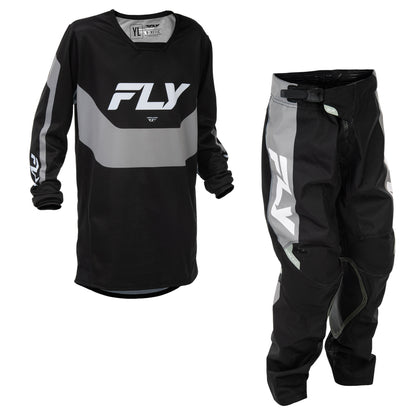 Fly Racing Youth Kinetic Jersey & Pant Combo - Black with Grey