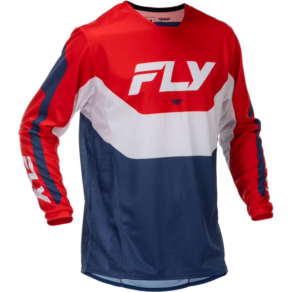Fly Racing Kinetic Jersey - Red, White with Blue