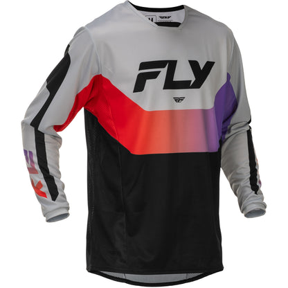 Fly Racing Kinetic Jersey - Grey, Red, Purple with Black