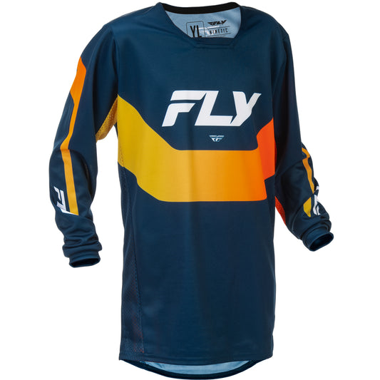 Fly Racing Youth Kinetic Jersey - Navy with Orange