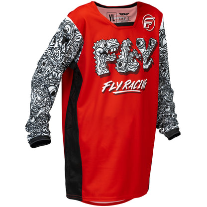 Fly Racing Youth Kinetic Jersey - Mutant - Red, White with Black