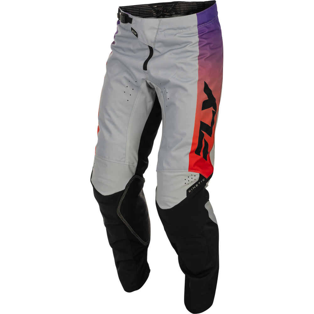 Fly Racing Kinetic Jersey & Pant Combo - Grey, Red, Purple with Black