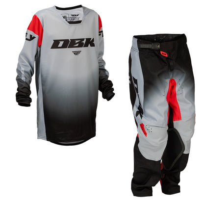 Fly Racing Youth Kinetic dbk Jersey & Pant Combo - Grey, Black with Red