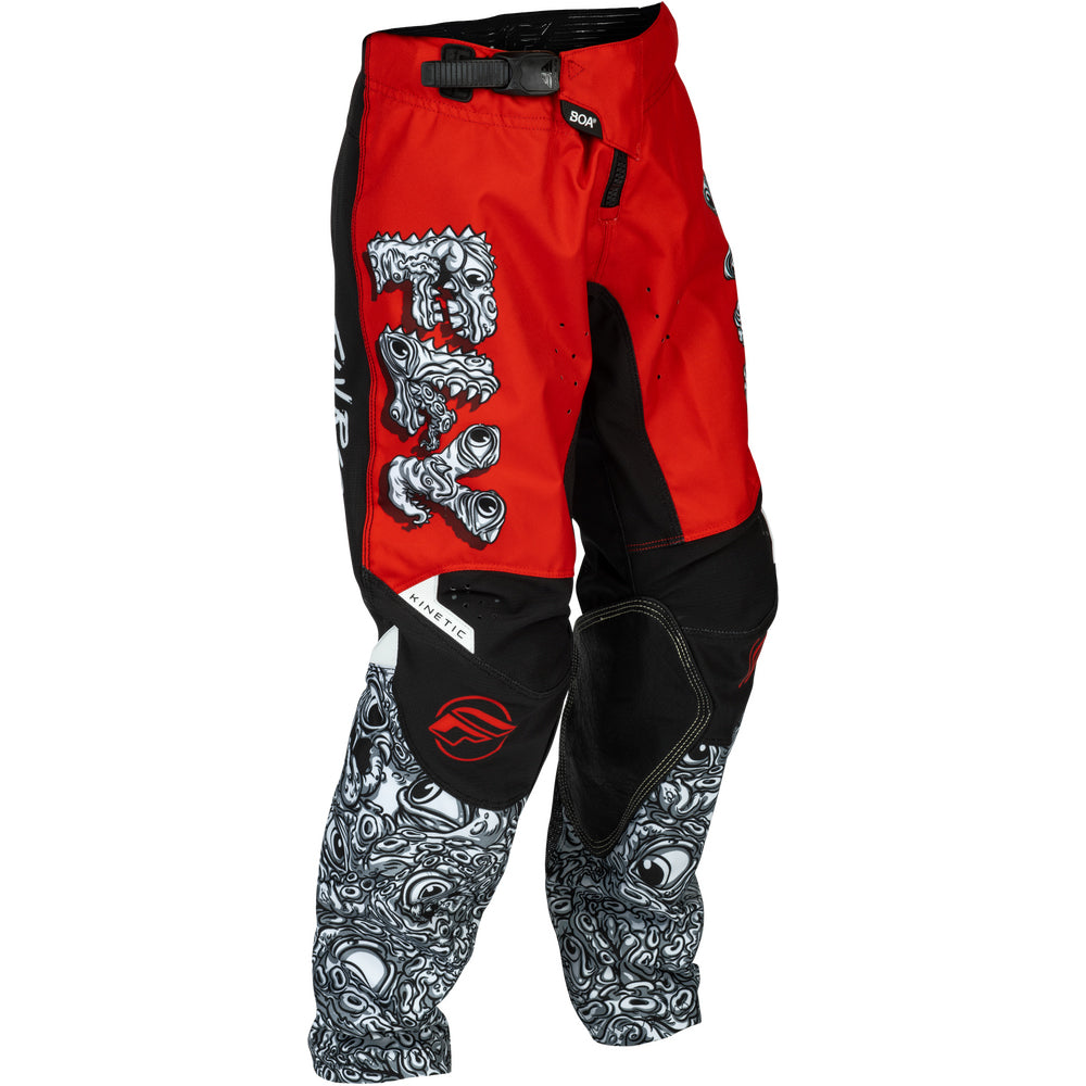 Fly Racing Youth Kinetic Pants - Mutant - Red, White with Black