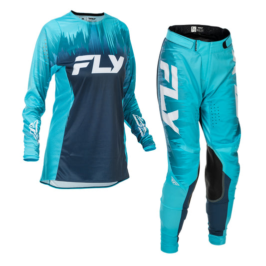 Fly Racing Women's Lite Jersey & Pant Combo - Aqua, Navy with White