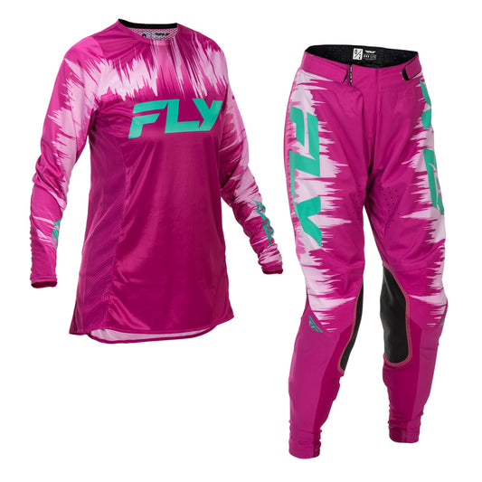 Fly Racing Women's Lite Jersey & Pant Combo - Pink with Turquoise