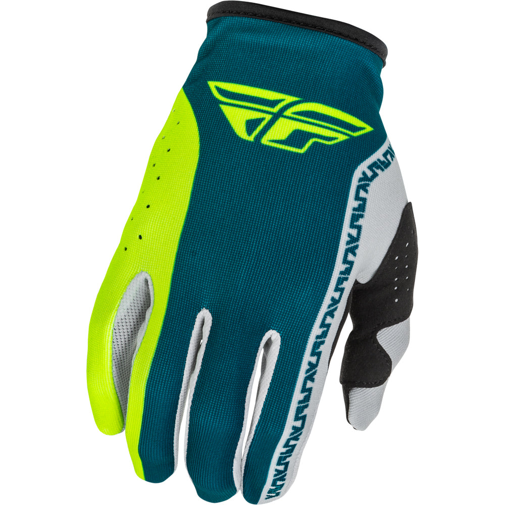Fly Racing Lite Youth Gloves - Grey, Lime with Teal