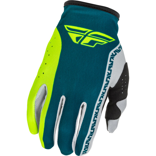 Fly Racing Lite Youth Gloves - Grey, Lime with Teal