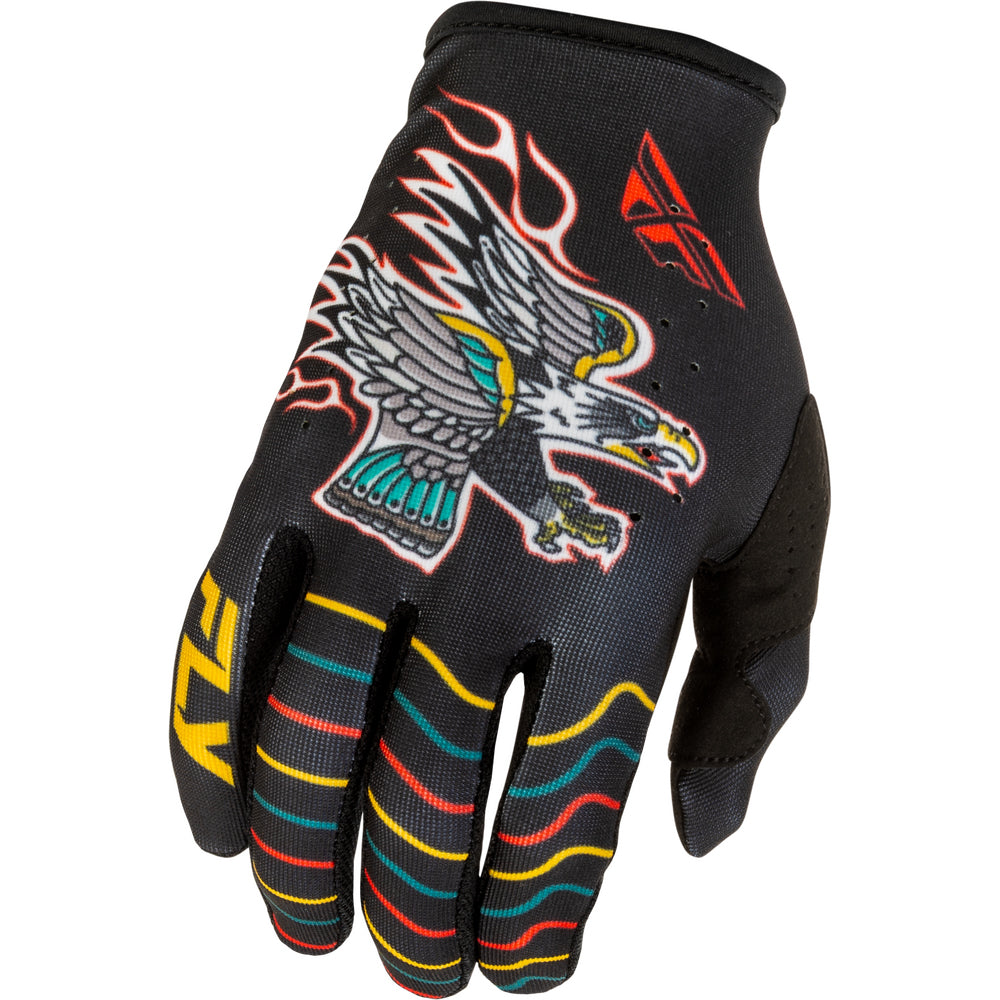 Fly Racing Lite Youth Americana Gloves - Black, Red with Gold