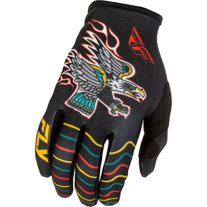 Fly Racing Lite Youth Americana Gloves - Black, Red with Gold