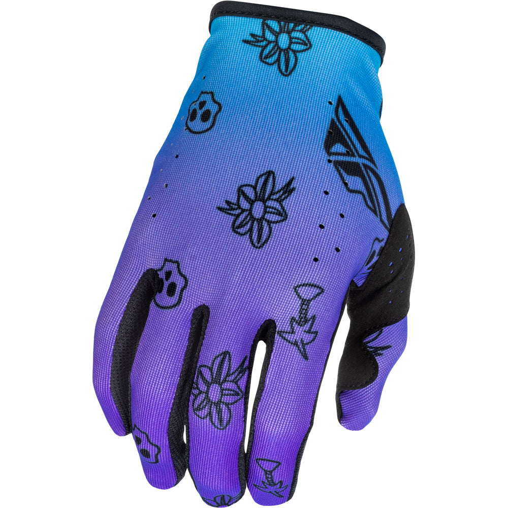 Fly Racing Lite Youth Outline Gloves - Purple, Blue with Black