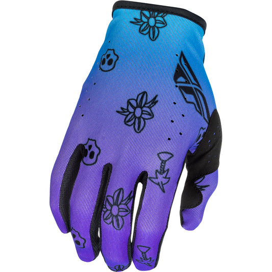 Fly Racing Lite Youth Outline Gloves - Purple, Blue with Black