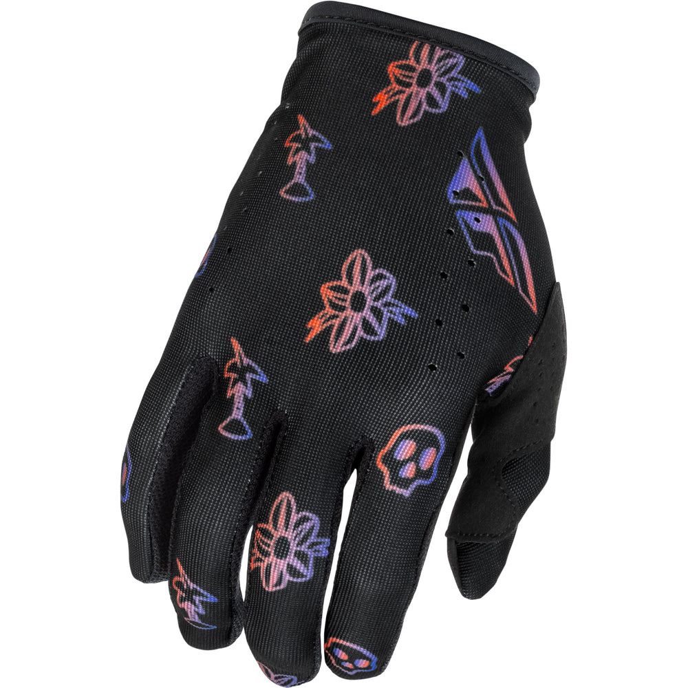 Fly Racing Lite Youth Outline Gloves - Black, Red with Purple