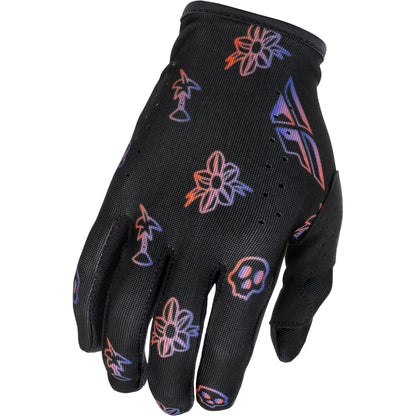 Fly Racing Lite Youth Outline Gloves - Black, Red with Purple