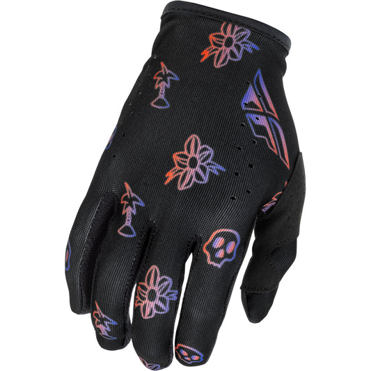 Fly Racing Lite Youth Outline Gloves - Black, Red with Purple