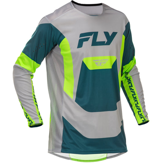 Fly Racing Lite Youth Jersey - Grey with Lime & Teal