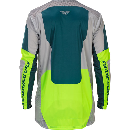 Fly Racing Lite Youth Jersey - Grey with Lime & Teal