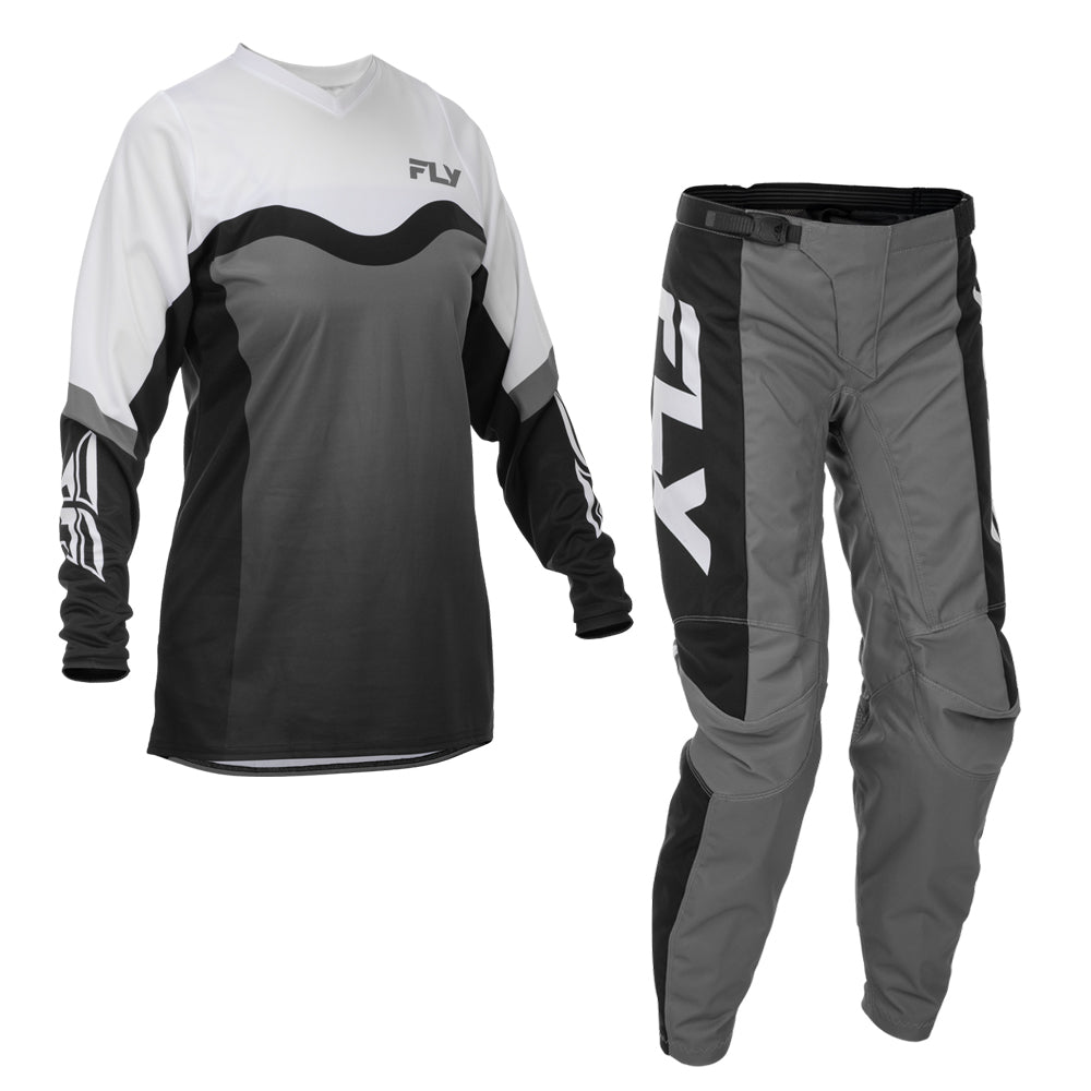 Fly Racing Women's F-16 Jersey & Pant Combo - Grey, Black with White