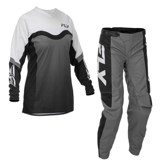 Fly Racing Women's F-16 Jersey & Pant Combo - Grey, Black with White