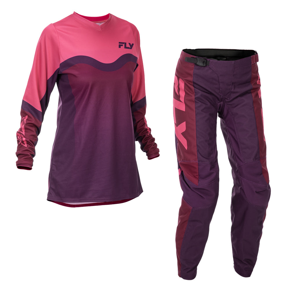 Fly Racing Women's F-16 Jersey & Pant Combo - Pink with Mauve