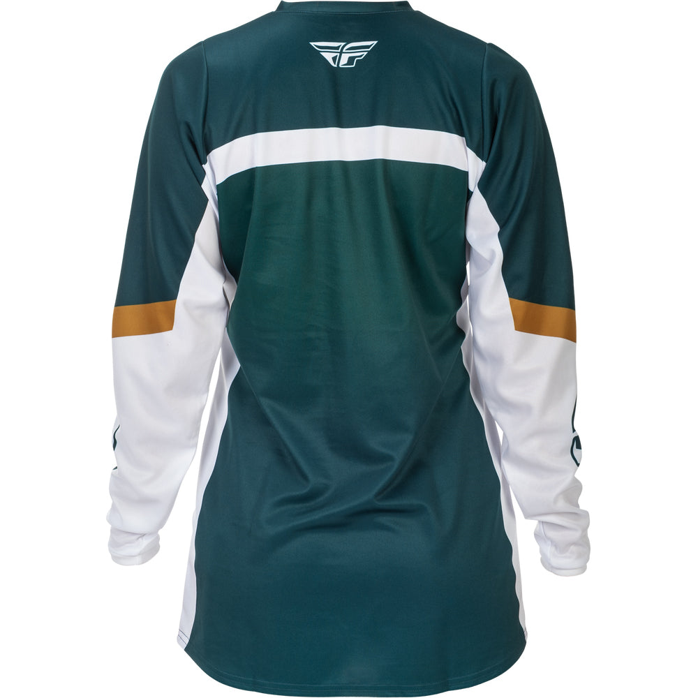 Fly Racing Women's F-16 Jersey - Teal, White with Gold