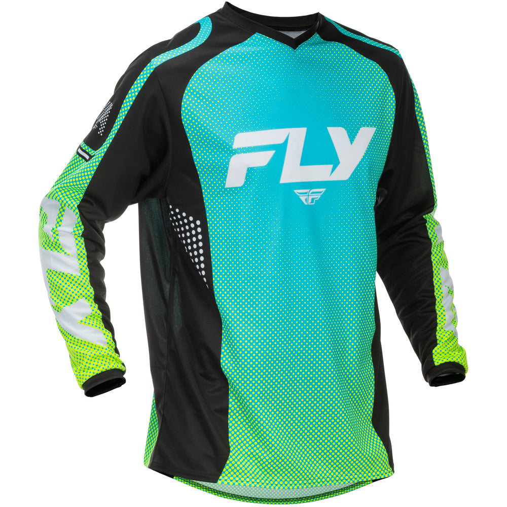 Fly Racing F-16 Jersey - Aqua, Black with White