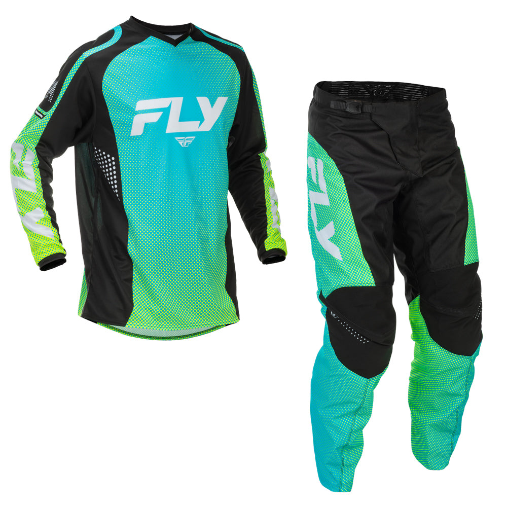 Fly Racing F-16 Jersey & Pant Combo - Aqua, Black with White