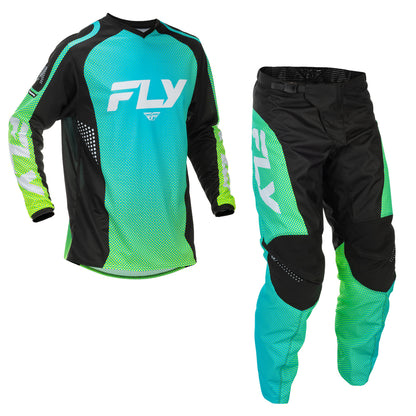 Fly Racing F-16 Jersey & Pant Combo - Aqua, Black with White