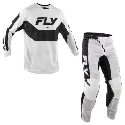 Fly Racing Kinetic Mesh Jersey & Pant Combo - White with Black
