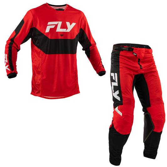 Fly Racing Kinetic Mesh Jersey & Pant Combo - Red, Black with White