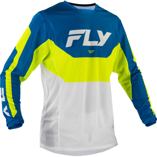 Fly Racing Kinetic Mesh Jersey - Blue, White with Hi-Vis