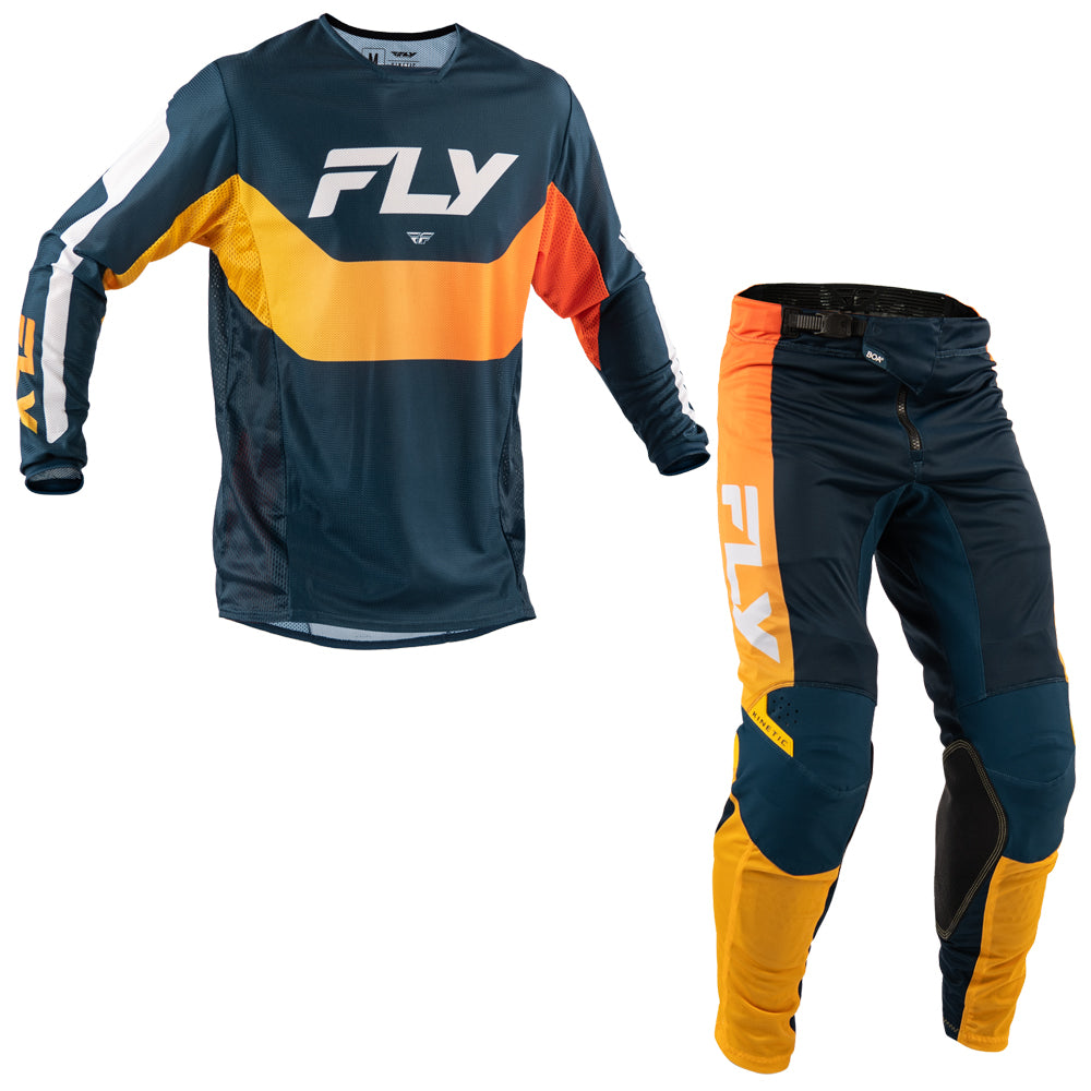 Fly Racing Kinetic Mesh Jersey & Pant Combo - Navy with Orange