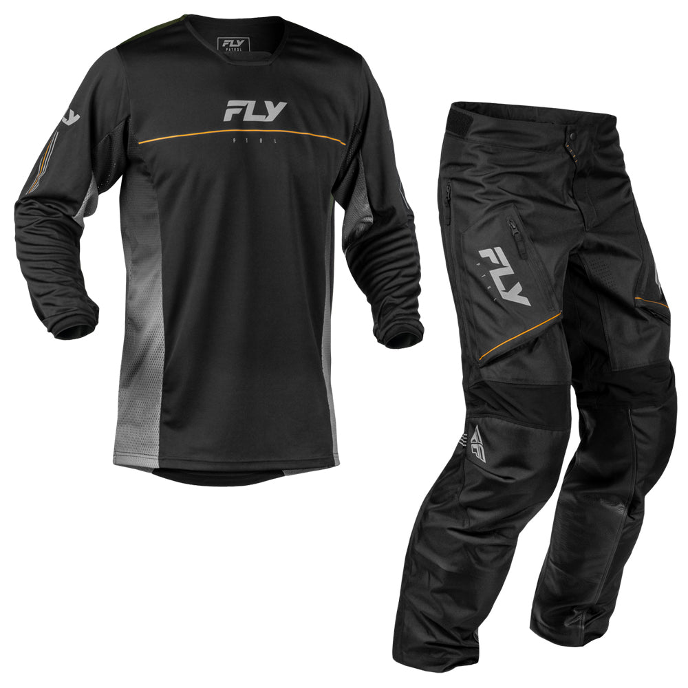 Fly Racing Patrol Jersey & OTB Pant Combo - Black with Grey