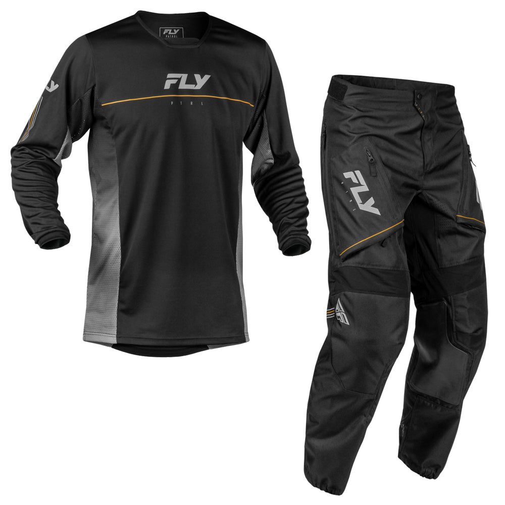 Fly Racing Patrol Jersey & Pant Combo - Black with Grey